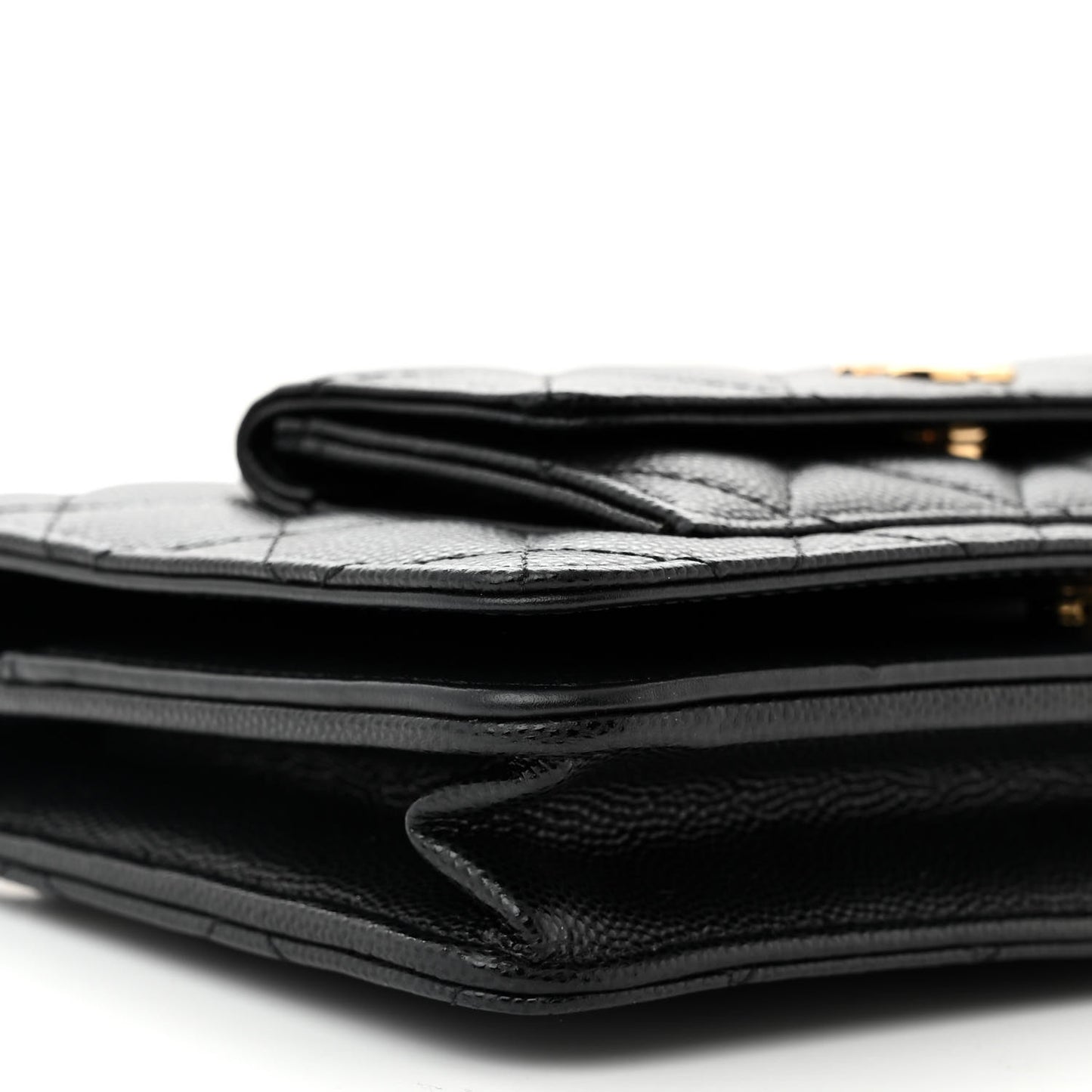 Caviar Quilted Pocket Clutch With Chain WOC Black