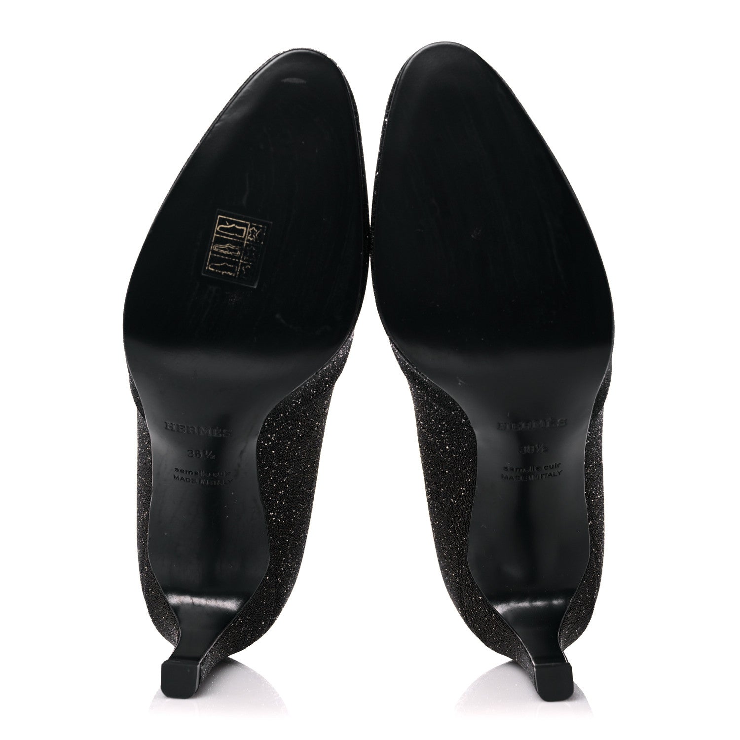 Hermes Suede Goatskin Crystal Powder Pumps 38.5 Black 5 of 10