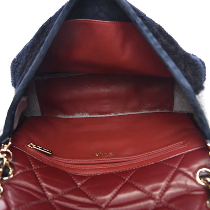 Chanel Shearling Sheepskin Quilted Tri-Color Flap Burgundy Black Grey 5 of 11