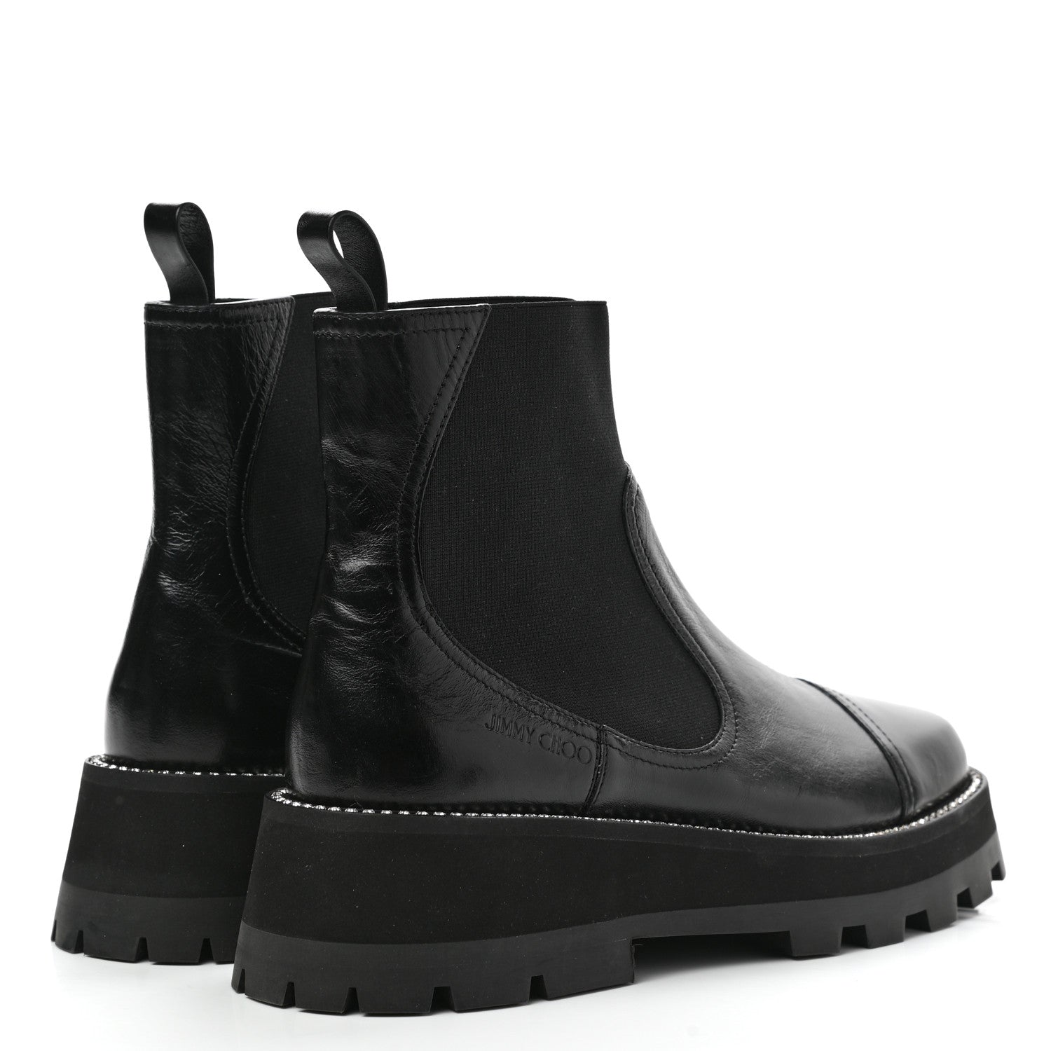Jimmy Choo Vintage Calfskin Crystal Clayton Flat Boots 39.5 Black 4 of 7
