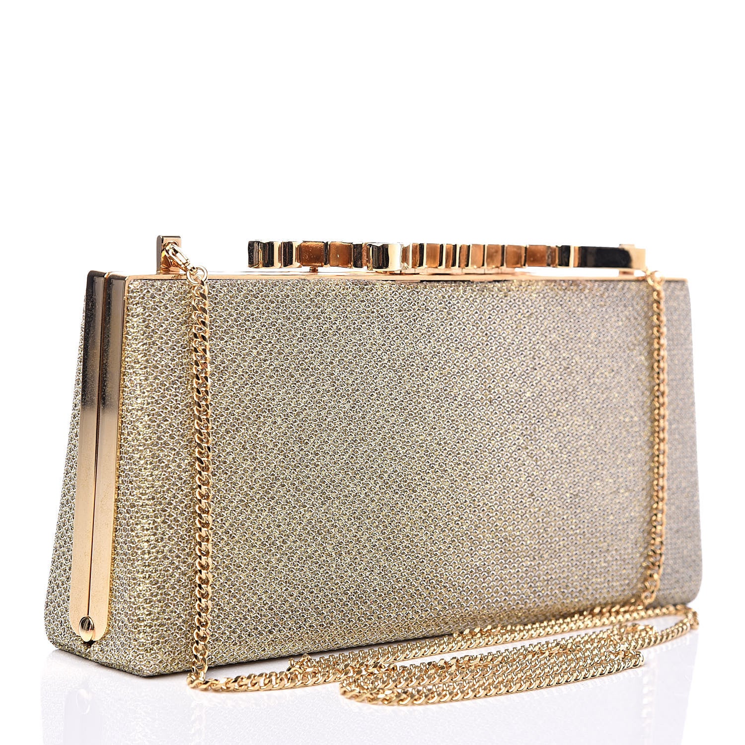 Jimmy Choo Glitter Celeste Logo Clutch Gold 4 of 11