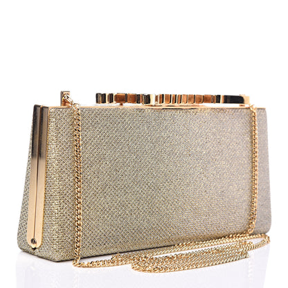 Jimmy Choo Glitter Celeste Logo Clutch Gold 4 of 11