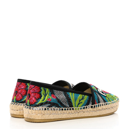 Gucci Tapestry Brocade Blind For Love Espadrilles 37.5 Acquamarine Green Black 8 of 18