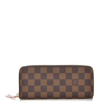 Louis Vuitton Damier Ebene Clemence Wallet Rose Ballerine 1 of 7