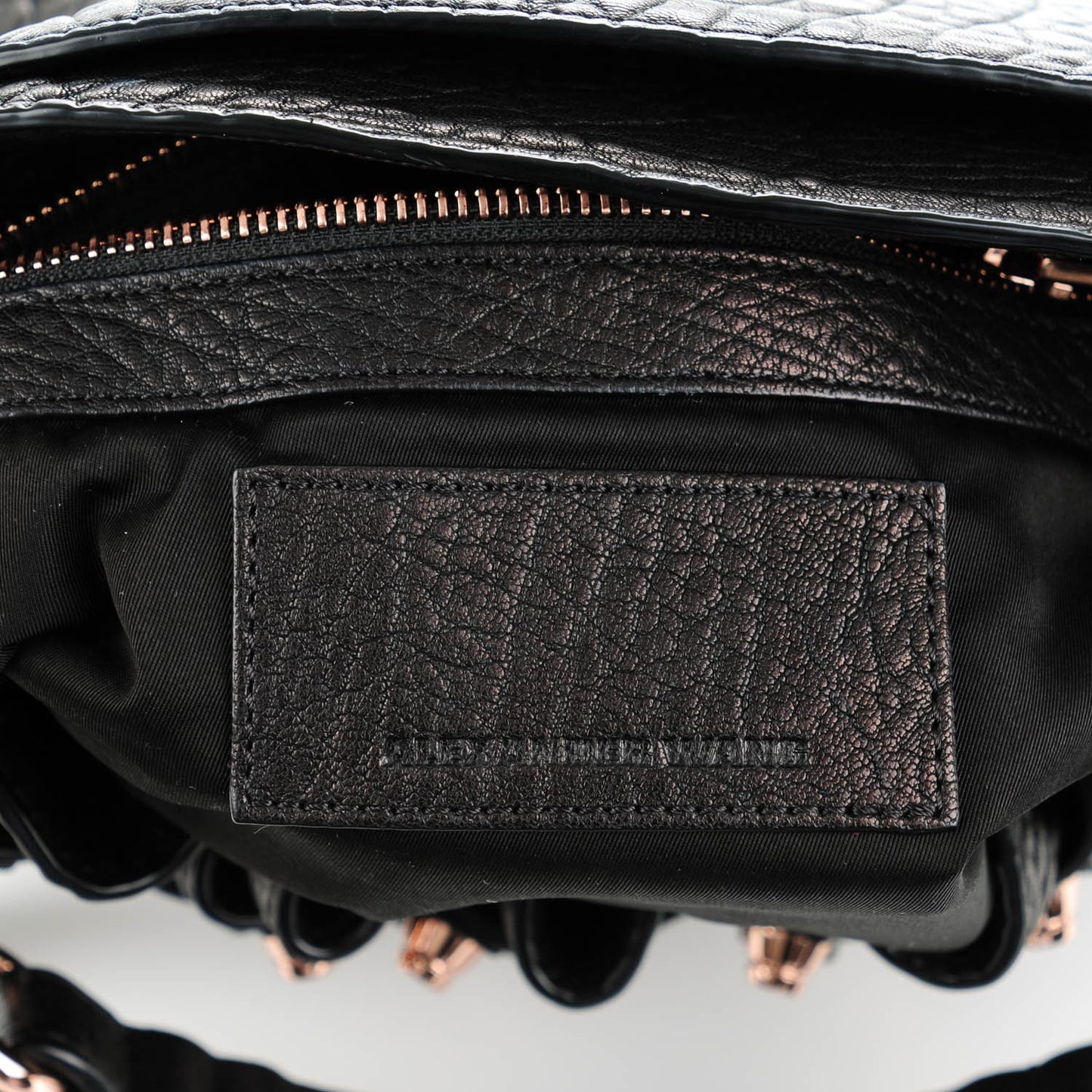 Pebbled Lambskin Diego Bucket Black Rose Gold Hardware