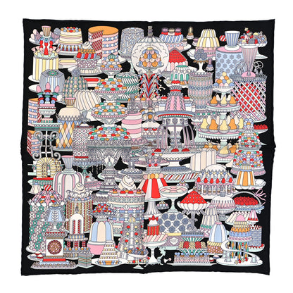 Hermes Silk La Patisserie Francaise Scarf 45 Black Menthol Multicolor 1 of 5