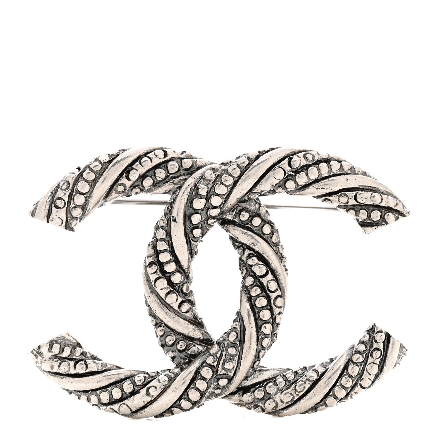 Crystal Twisted CC Brooch Silver