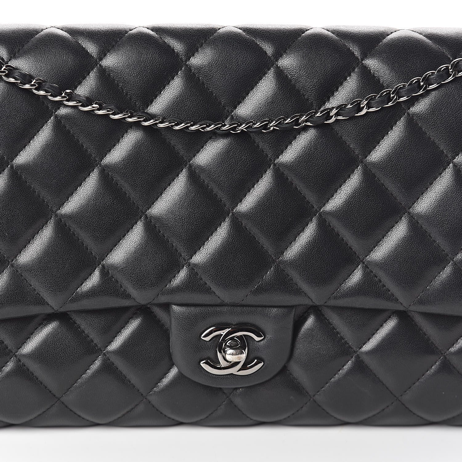 Chanel Lambskin Quilted Clutch With Chain Flap Black 8 of 10
