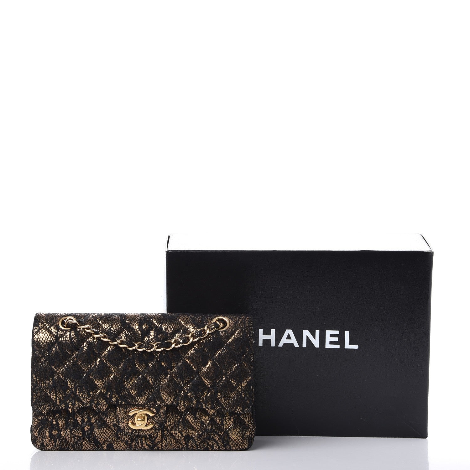 Chanel Lace Metallic Goatskin Medium Double Flap Gold 9 of 9