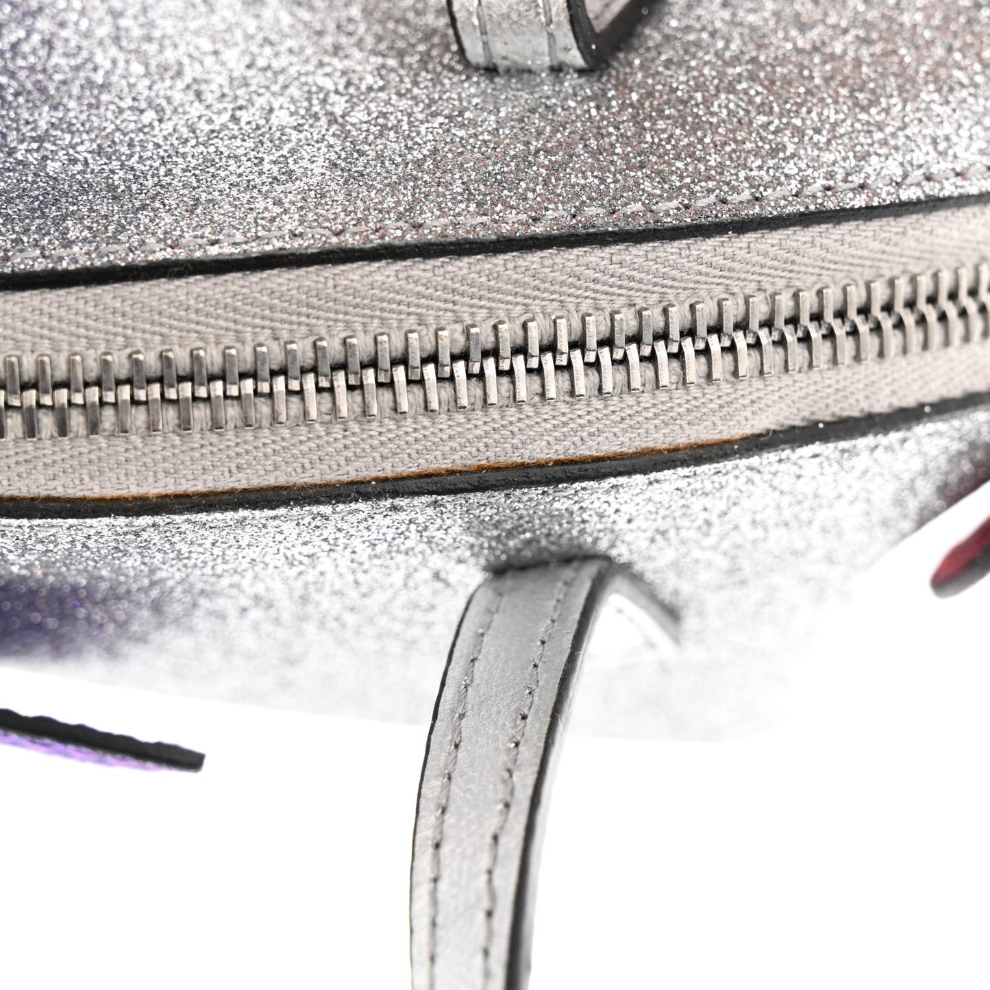 Metallic Calfskin Glitter Childrens Rabbit Top Handle Bag Silver
