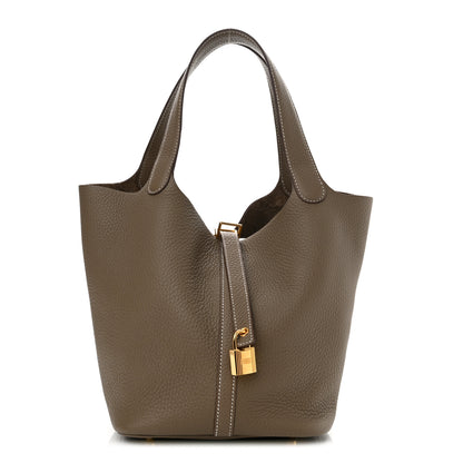 Hermes Taurillon Clemence Picotin Lock 22 MM Etoupe 1 of 12