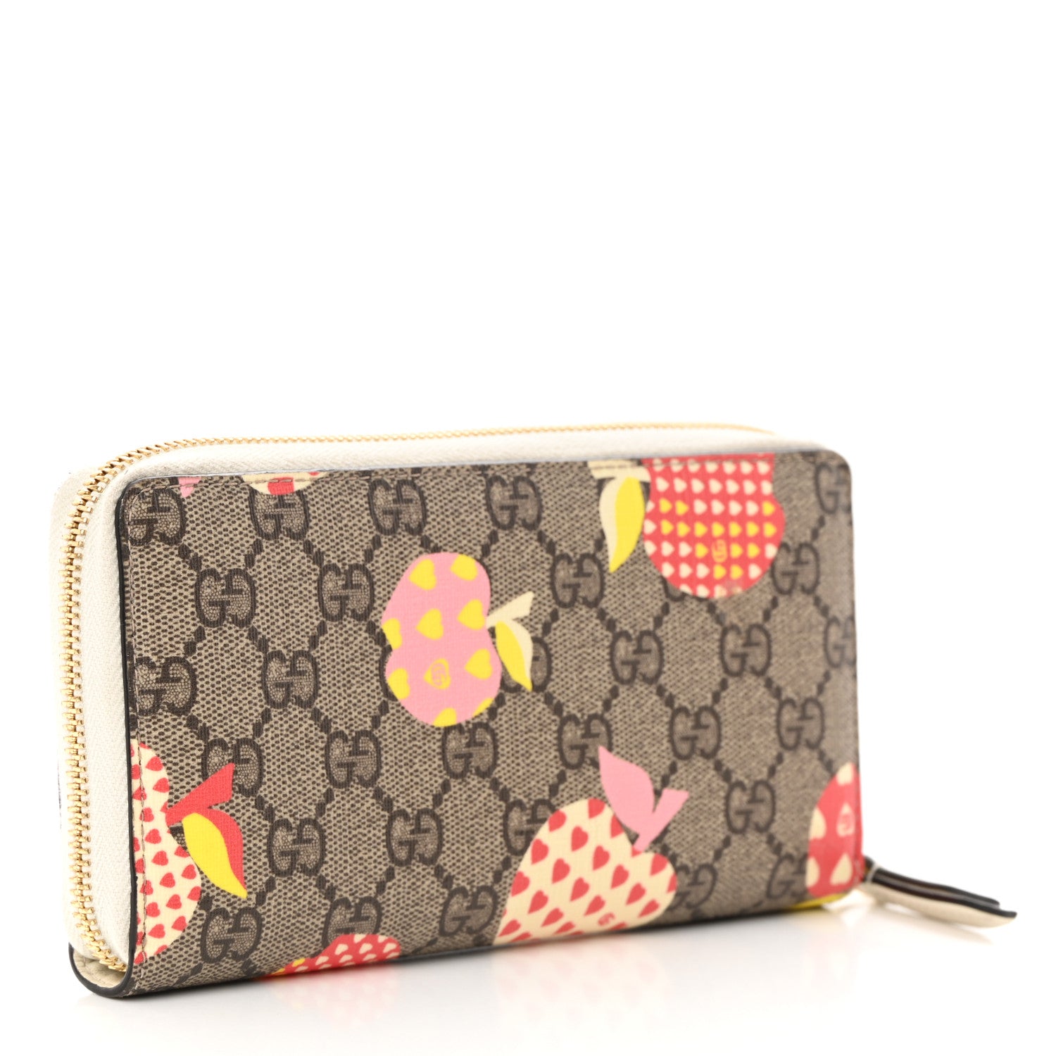 Gucci GG Supreme Monogram Les Pommes Zip Around Wallet Beige Multicolor Mystic White 3 of 13