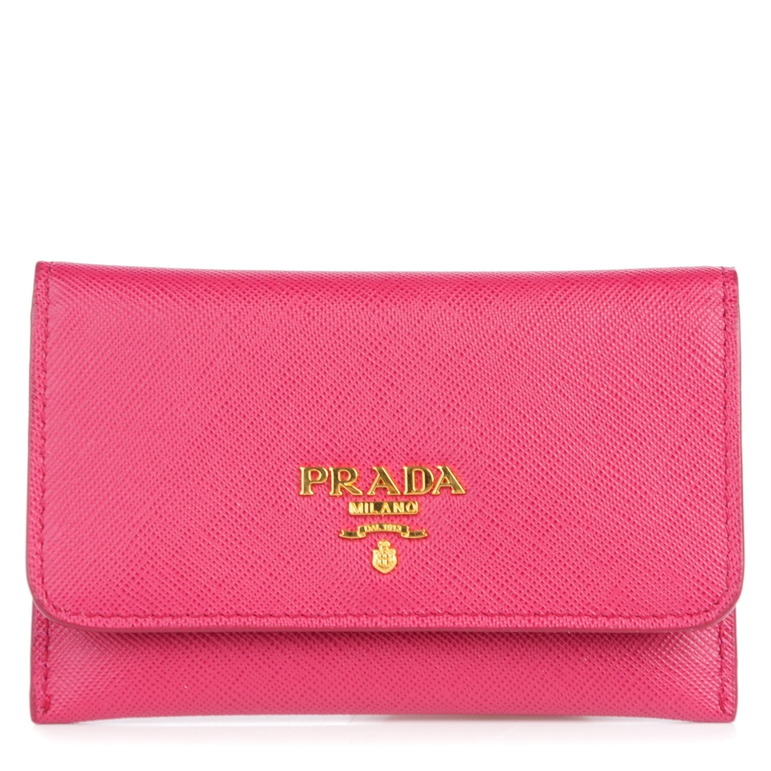 Prada Saffiano Metal Flap Card Holder Ibisco 1 of 11
