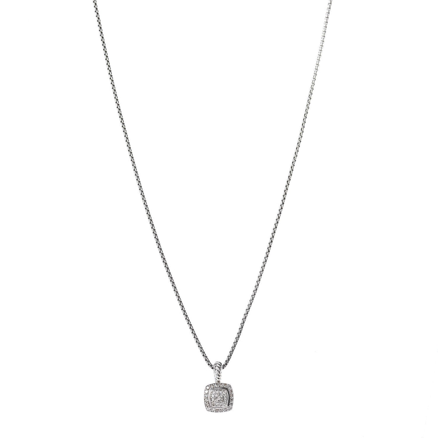 Sterling Silver Diamond Pave 7mm Petite Albion Pendant Necklace