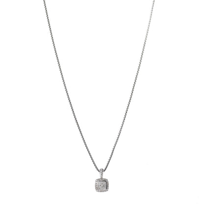 David Yurman Sterling Silver Diamond Pave 7mm Petite Albion Pendant Necklace 1 of 4
