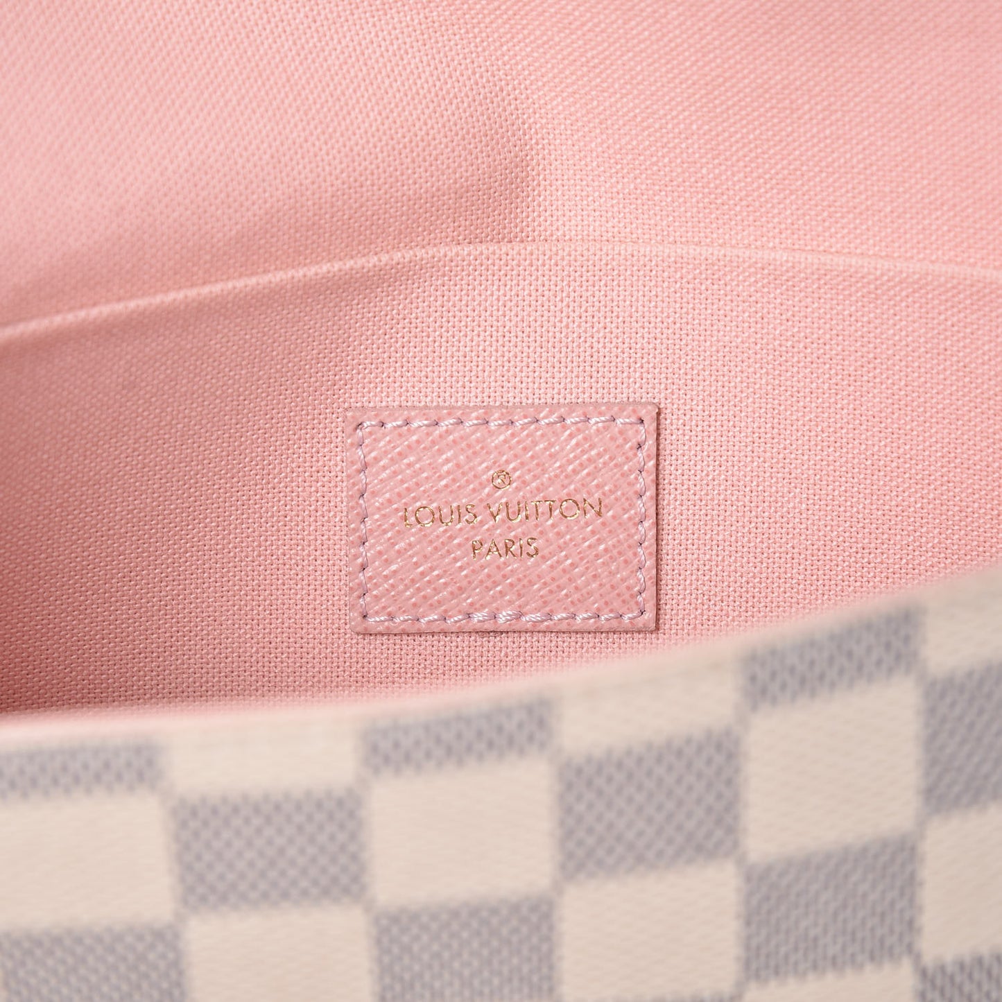 Damier Azur Pochette Felicie Chain Wallet Rose Ballerine