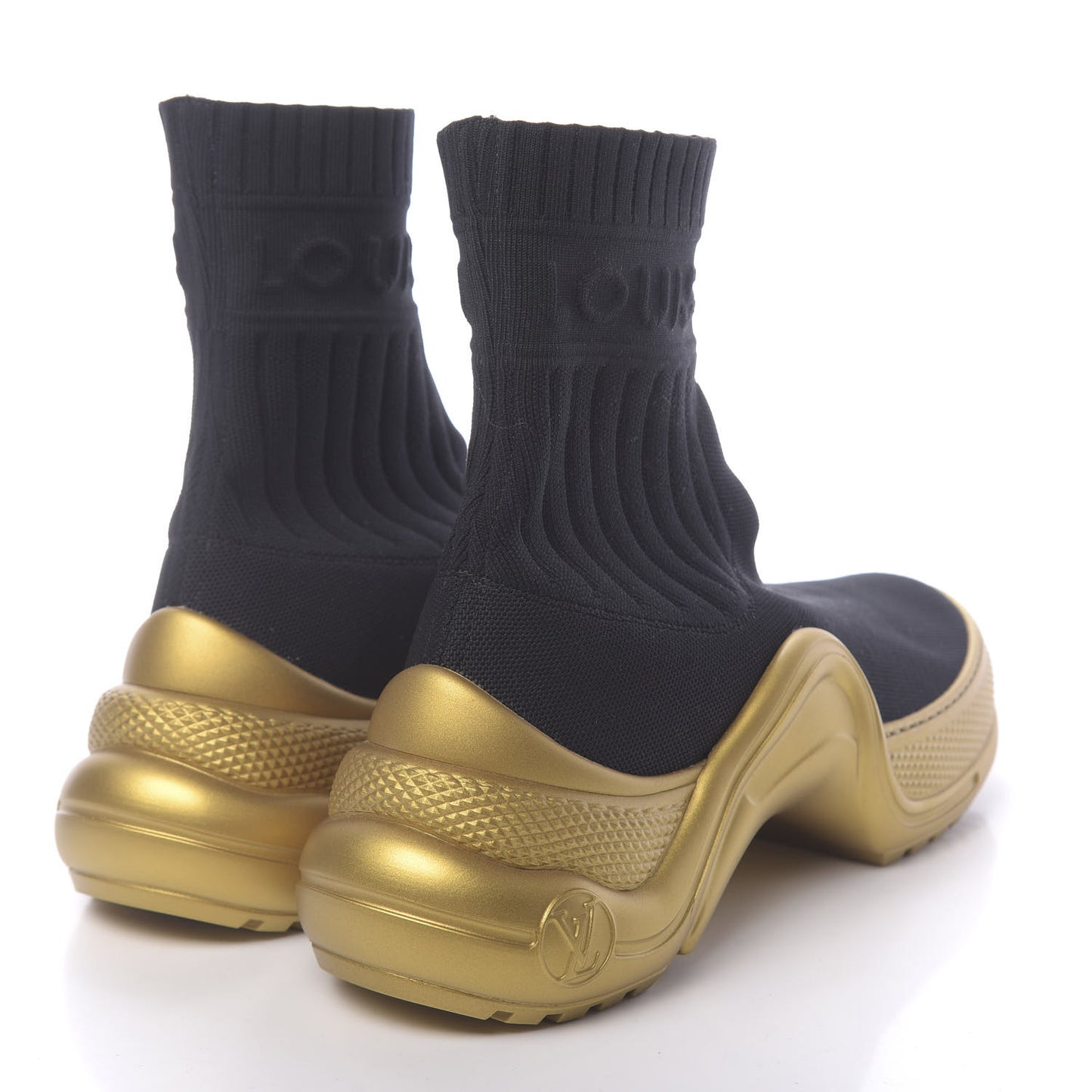 Stretch Textile Monogram LV Archlight Sneaker Boots 36 Black Gold