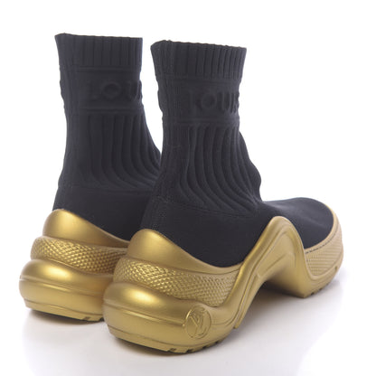 Louis Vuitton Stretch Textile Monogram LV Archlight Sneaker Boots 36 Black Gold 4 of 7
