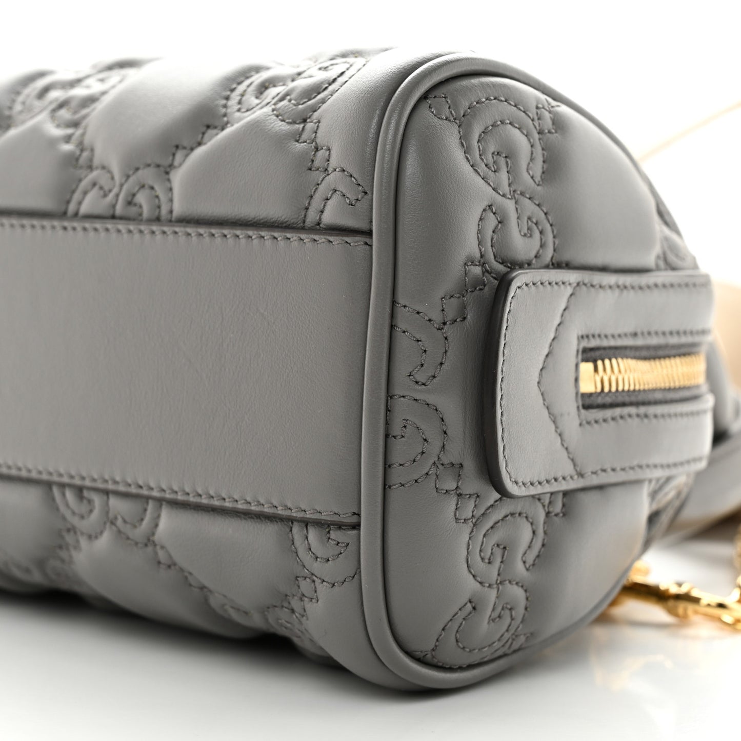 Calfskin GG Matelasse Mini Bowler Bag Dusty Grey Natural
