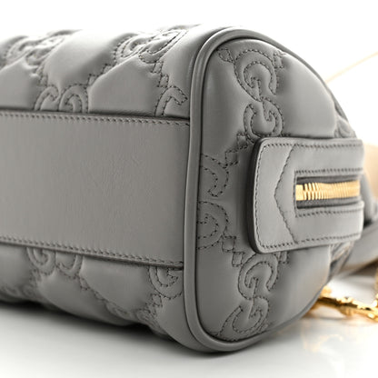 Gucci Calfskin GG Matelasse Mini Bowler Bag Dusty Grey Natural 10 of 11