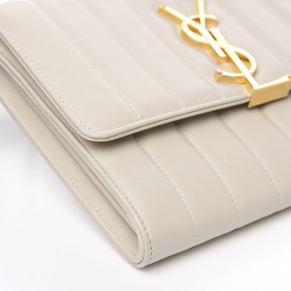 Saint Laurent Lambskin Matelasse Monogram Vicky Chain Wallet Off White 6 of 8