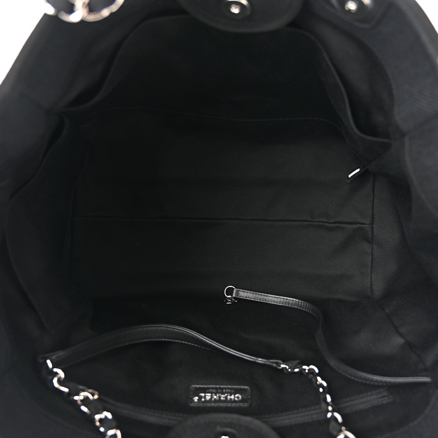Chanel Canvas Pearl Medium Deauville Tote Black 5 of 10