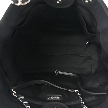 Chanel Canvas Pearl Medium Deauville Tote Black 5 of 10