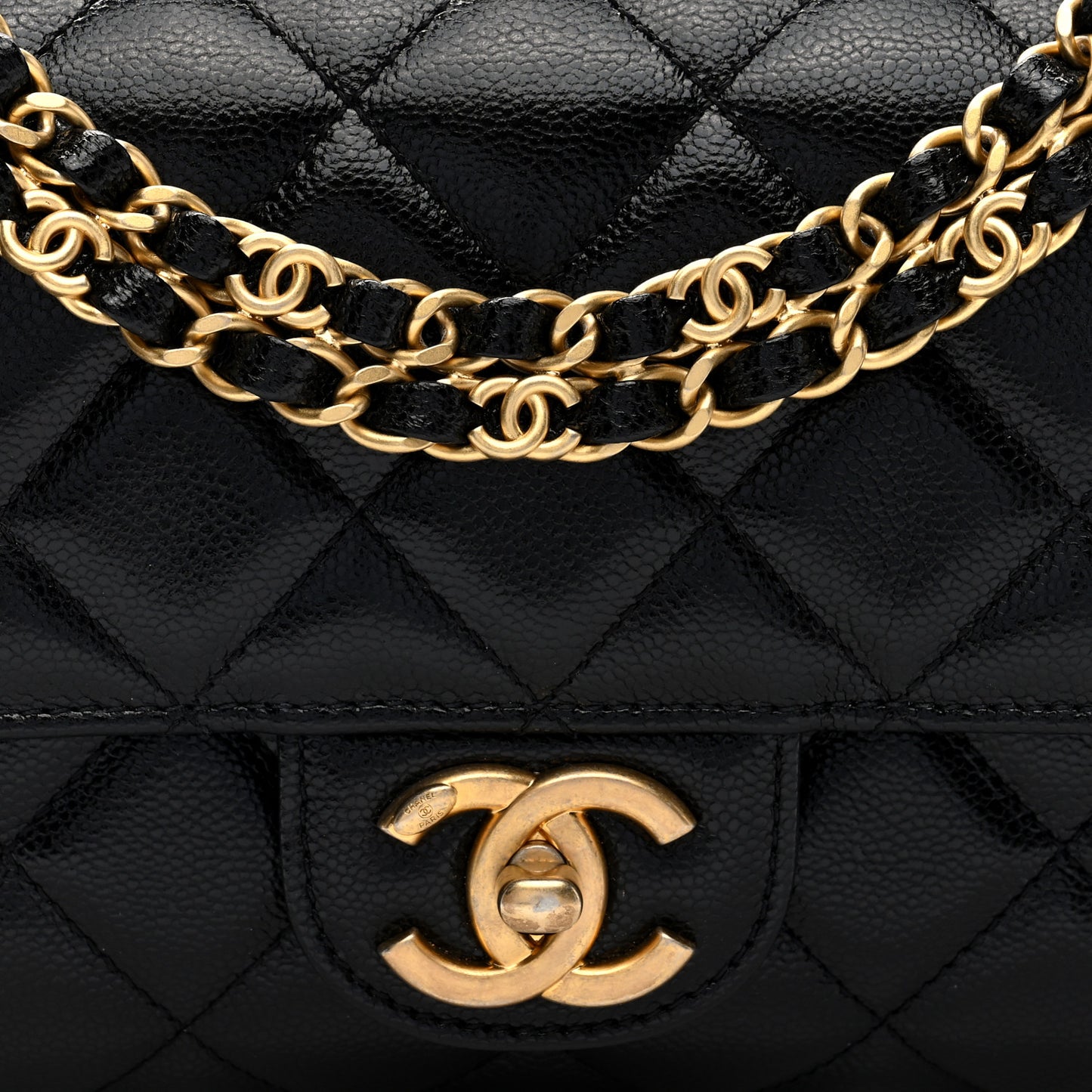 Caviar Quilted Small Coco First Flap Black