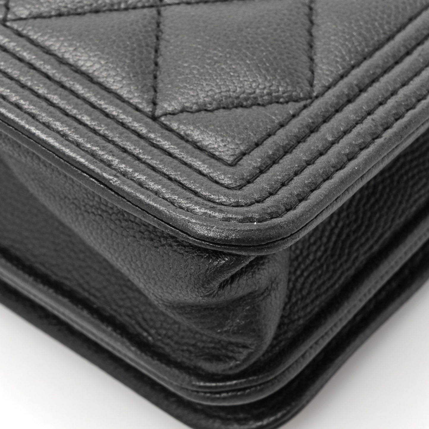 Caviar Quilted Boy Wallet On Chain WOC So Black