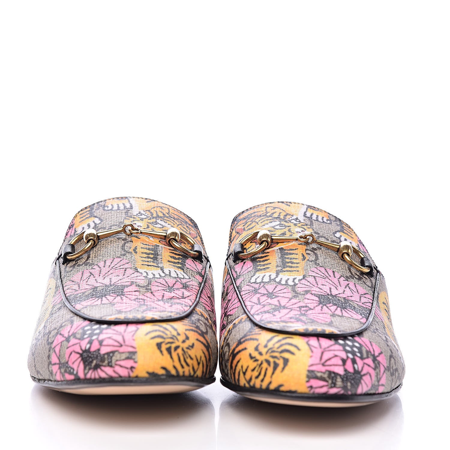 Gucci GG Supreme Monogram Bengal Womens Princetown Slippers 38 Beige Crop Pink 2 of 11