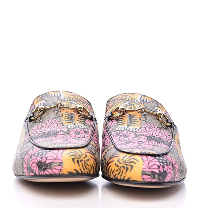 Gucci GG Supreme Monogram Bengal Womens Princetown Slippers 38 Beige Crop Pink 2 of 11