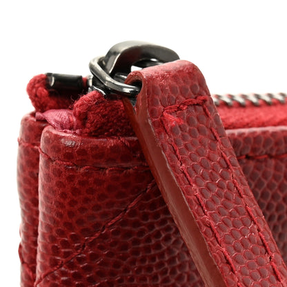 Chanel Caviar Quilted Small Cosmetic Case Dark Red 9 of 10