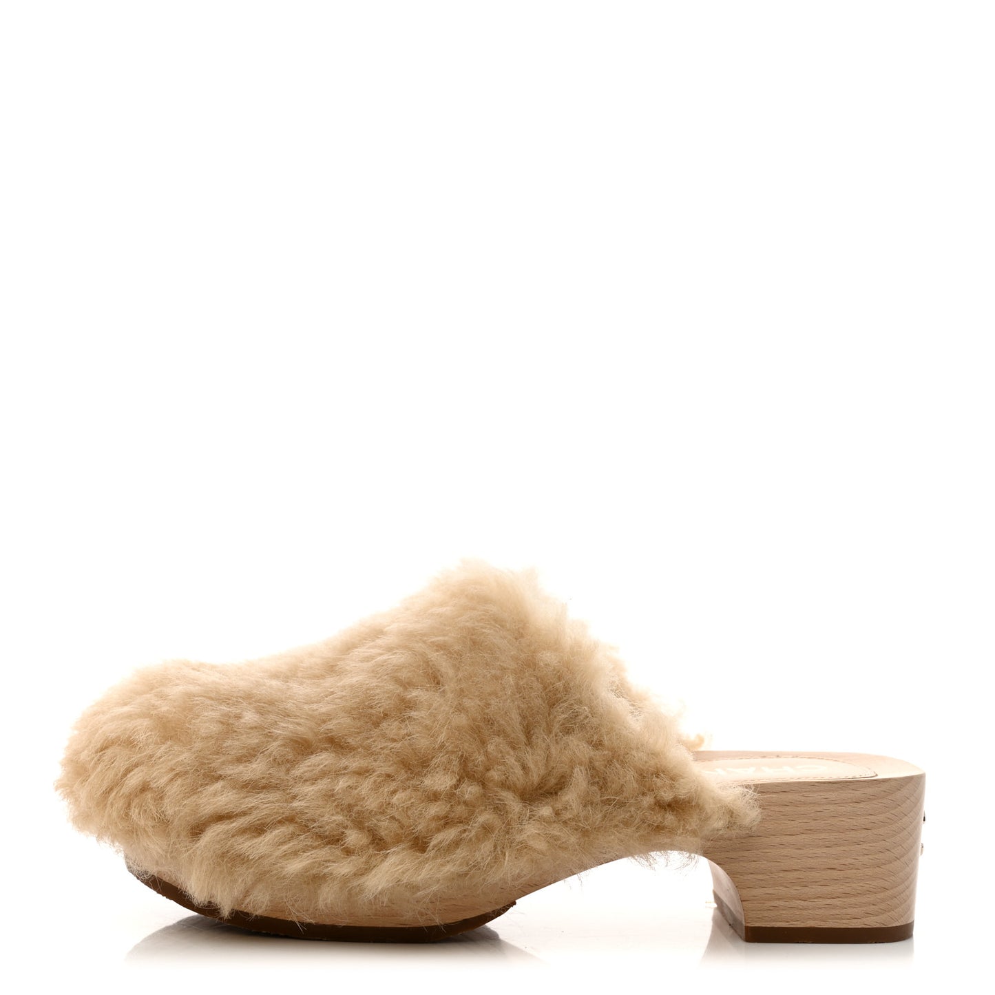 Shearling Lambskin Clogs 36 Beige