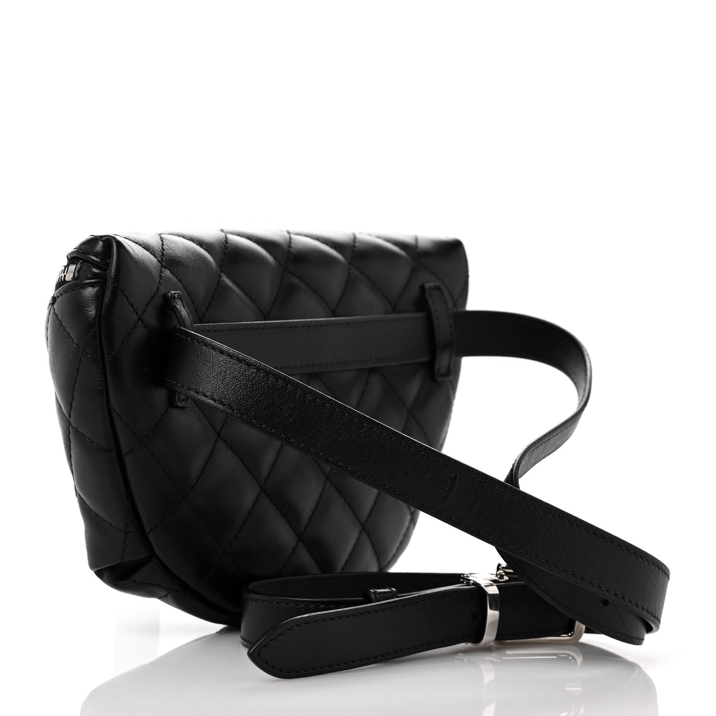Lambskin Quilted Waist Belt Bag Black