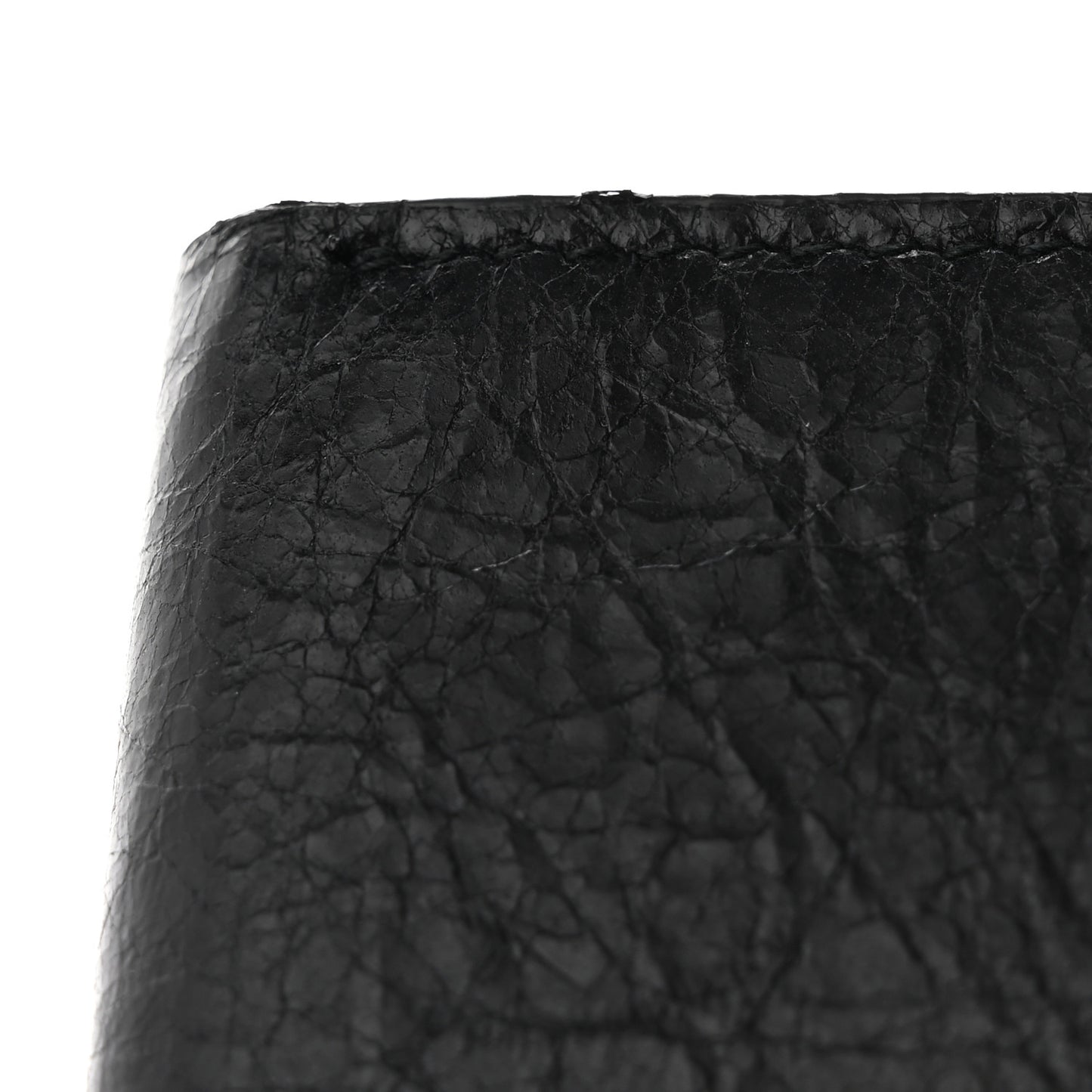 Agneau Arena Classic Silver Hardware Mini Wallet Black