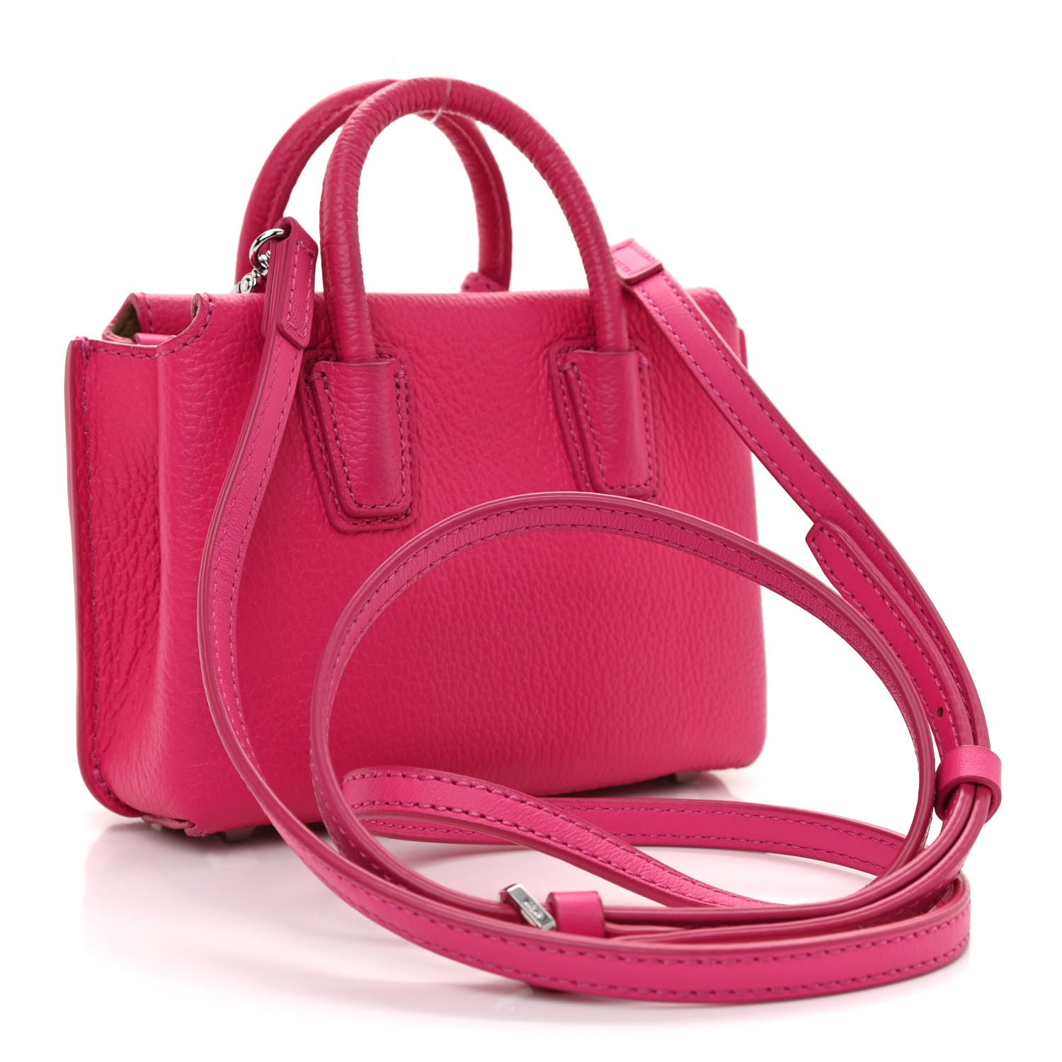 MCM Grained Calfskin X-Mini Milla Tote Beetroot Pink 1162364