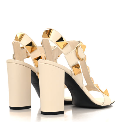 Valentino Garavani Calfskin Roman Stud 90mm Sandals 37 Light Ivory 5 of 11