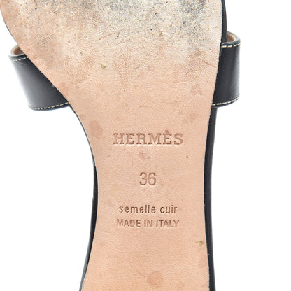 Hermes Calfskin Oasis Sandals 36 Black 6 of 18