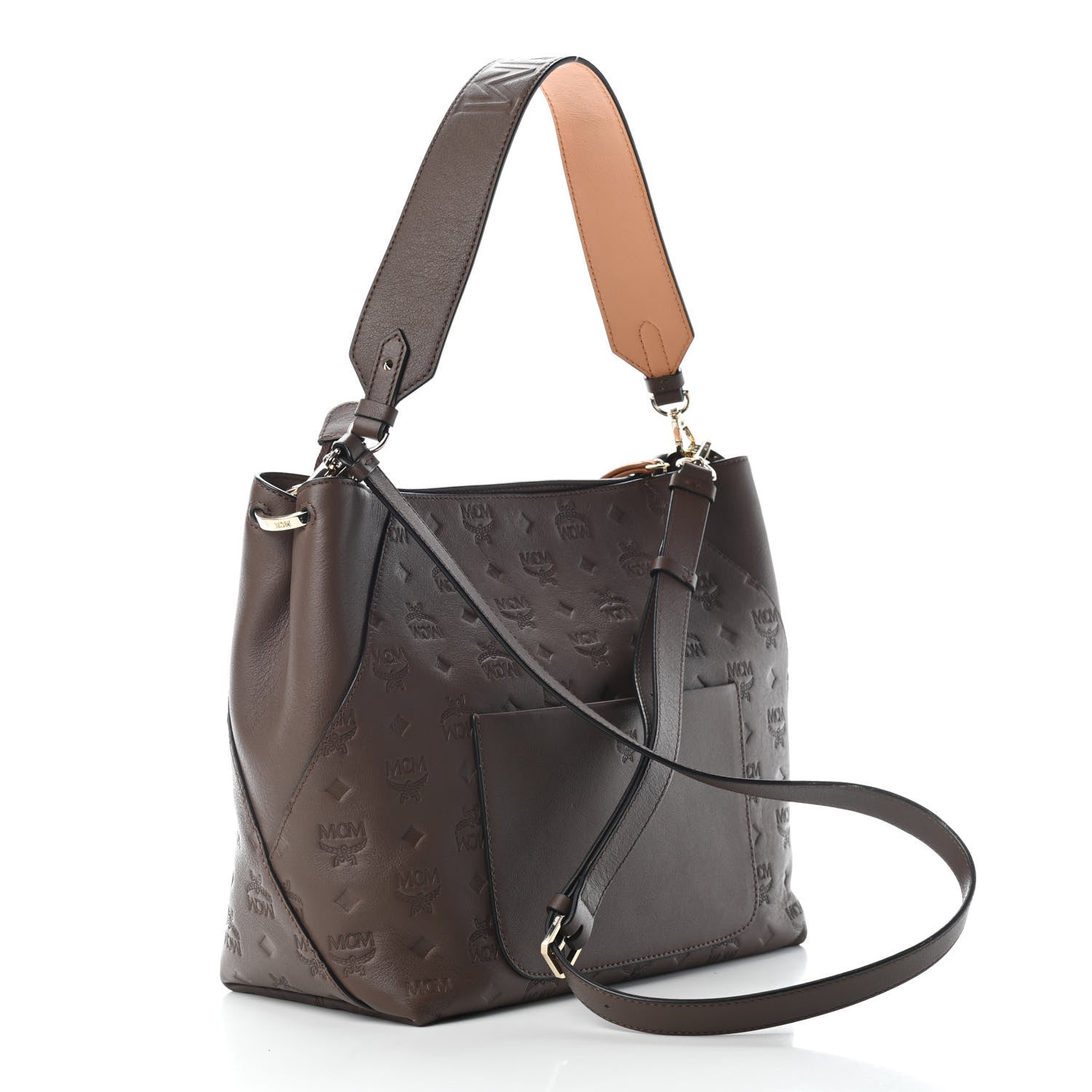 MCM Calfskin Ottomar Monogram Medium Klara Hobo Chestnut 3 of 10
