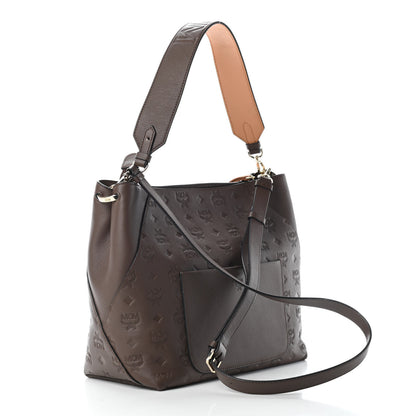 MCM Calfskin Ottomar Monogram Medium Klara Hobo Chestnut 3 of 10