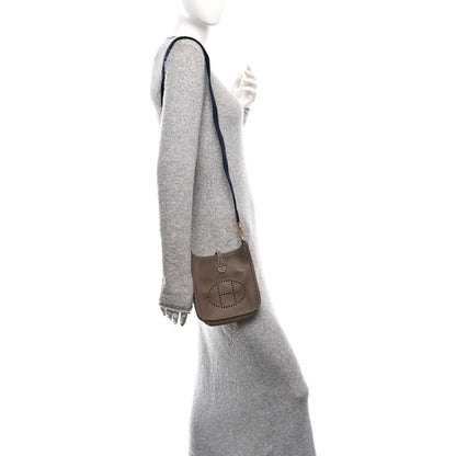 Hermes Taurillon Clemence Amazone Evelyne TPM Etoupe Bleu Indigo 3 of 11
