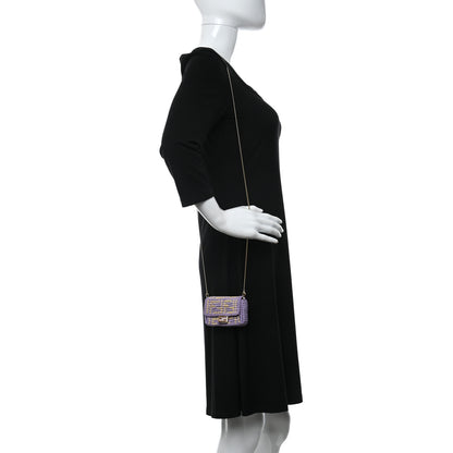 Fendi Raffia Vitello Seta FF Woven Nano Baguette Charm Anemone Natural 2 of 9