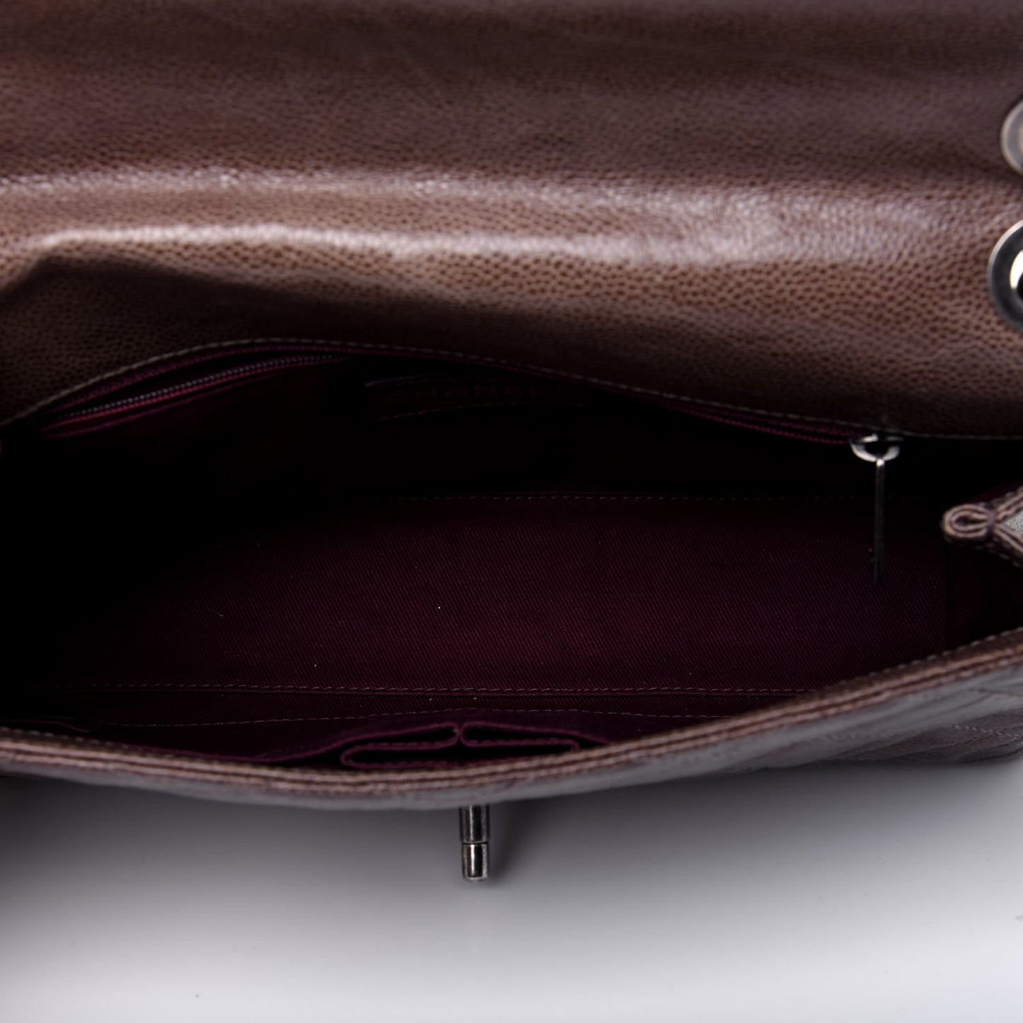 Crumpled Grained Calfskin Medium CC Crave Flap Brown