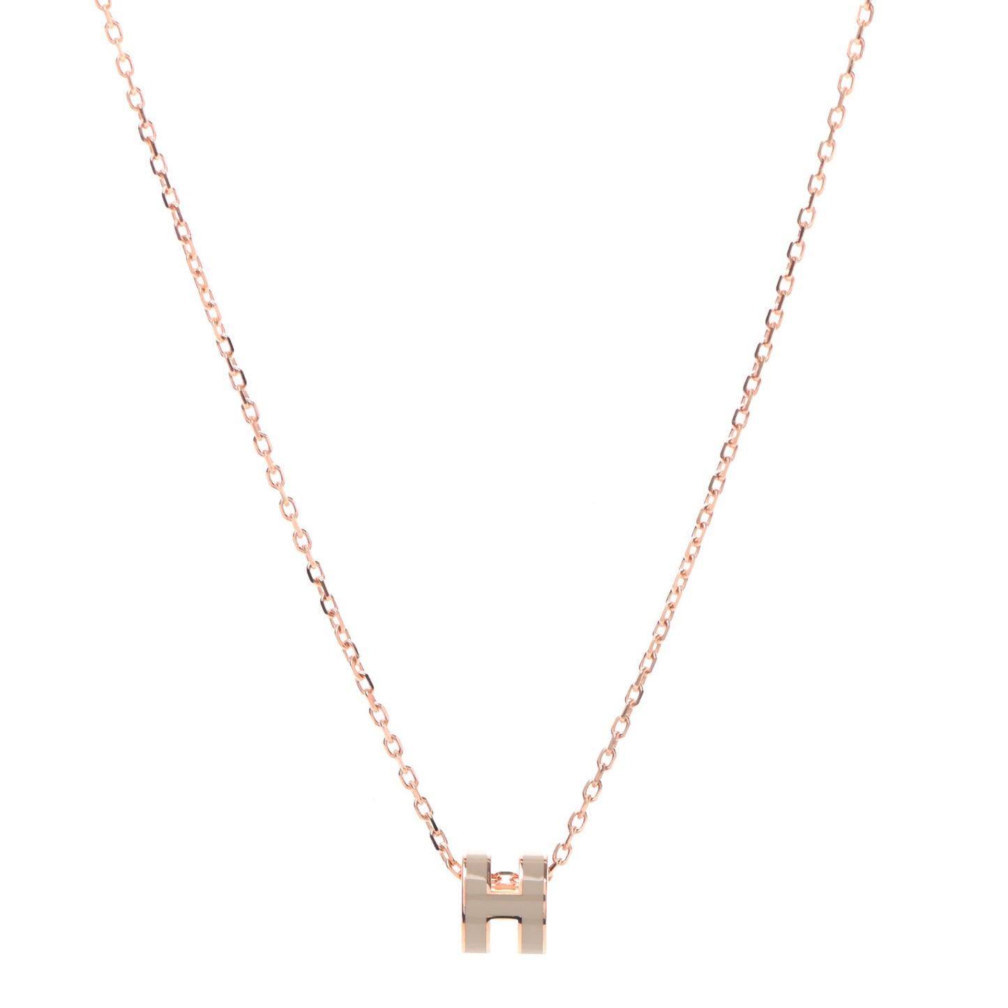 Lacquered Rose Gold Mini Pop H Pendant Necklace Marron Glace