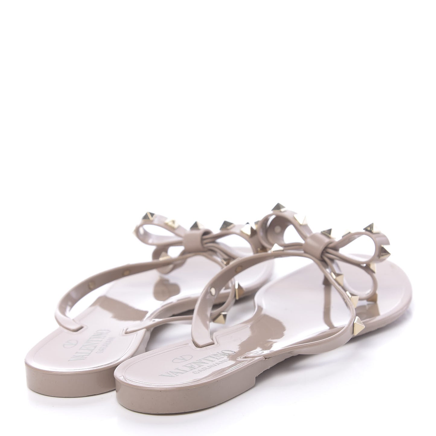 PVC Jelly Rockstud Bow Thong Sandals 39 Poudre