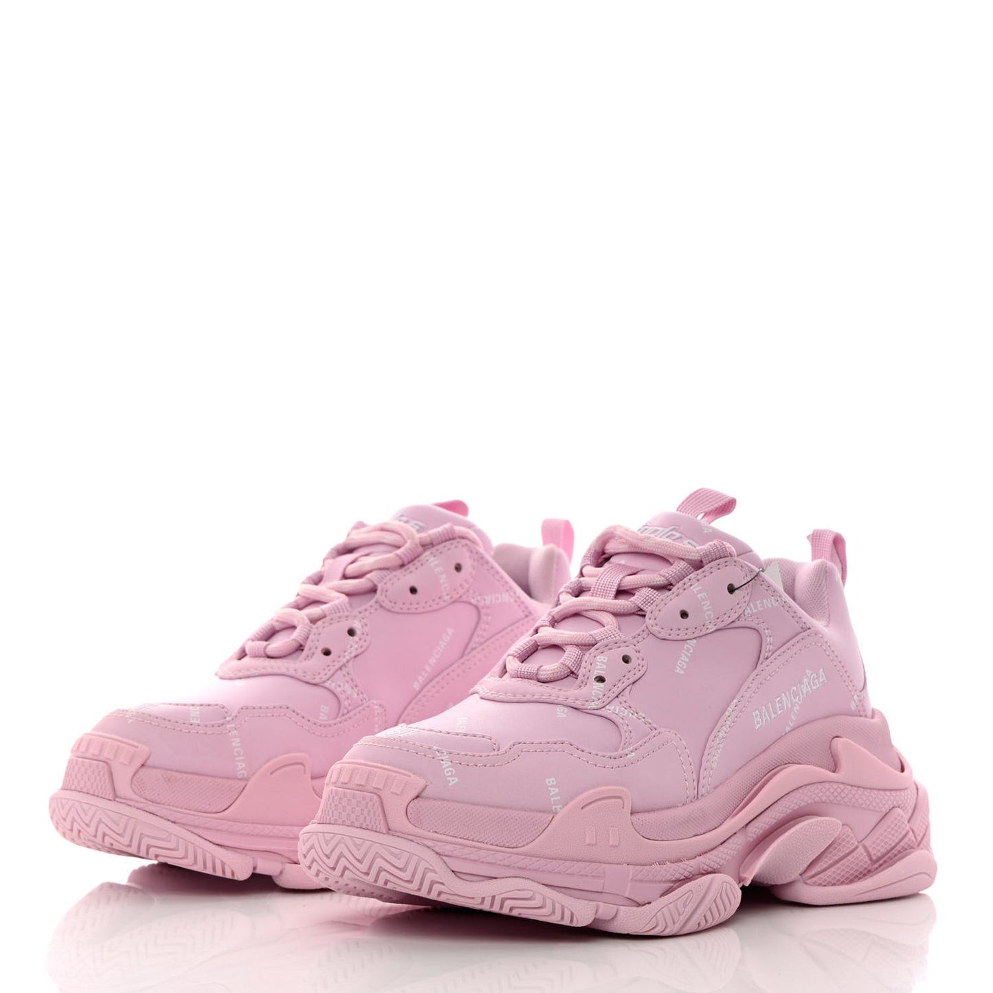 Technical Fabric Mesh Allover Logo Womens Triple S Sneakers 37 Pink White