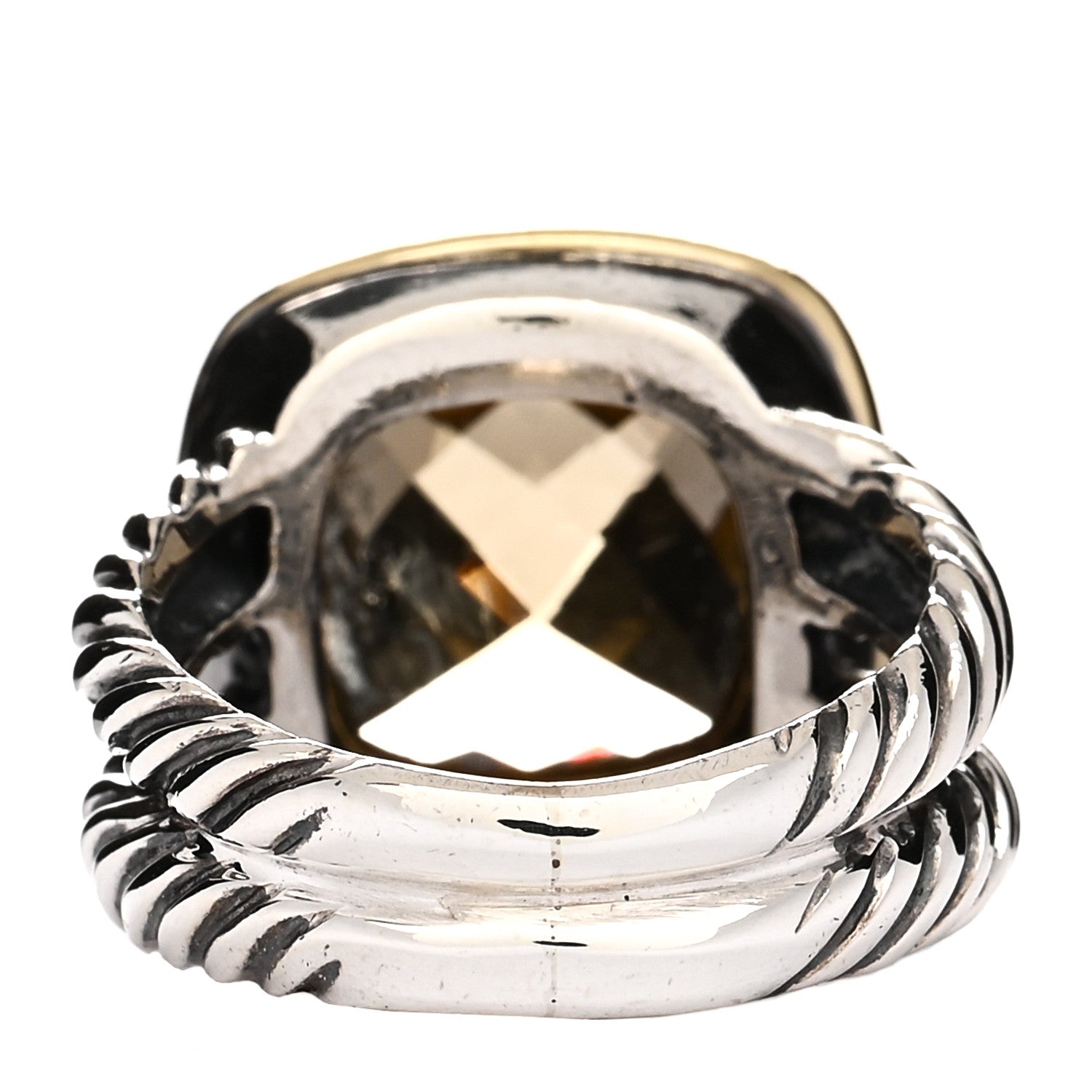 David Yurman Sterling Silver 18K Yellow Gold Diamond Smoky Quartz 11mm Albion Ring 49 5 3 of 4