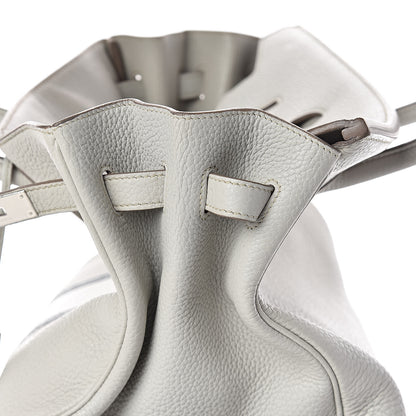 Hermes Taurillon Clemence Lizard Club Birkin 35 Gris Perle White Mykonos 13 of 39