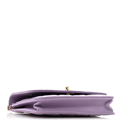 Chanel Lambskin Quilted Crystal Top Handle Clutch With Chain Light Purple 4 of 13