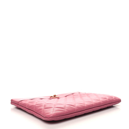Chanel Sheepskin Quilted Large Vintage Mademoiselle Cosmetic Case Dark Pink 4 of 11